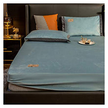 QIANGU Protezioni per Materassi con Gonna Aderente in Velluto Resistente E Traspirante Comfort Caldo Resistente allo Sbiadimento (Color : Water Blue, Size : 150x200cm)
