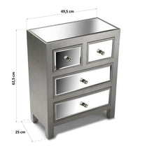 Versa 21020003 Cassettiera 4 Cassetti Specchio Marsala, 62,5x25x49,5 cm, Legno