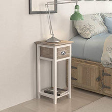 Comò con cassetto moderno, comodino marrone e bianco, per camera da letto, soggiorno, 30 x 30 x 63 cm
