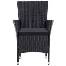 SKM Set da Pranzo da Giardino 9 pz con Cuscini in Polyrattan Nero (79kg)