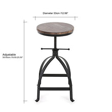 IKAYAA Sgabelli da Bar, Sgabelli da Bar Altezza Regolabile Girevole Cucina Sala Colazione Sedia Naturale Pineta Top Bar Stool, Vintage Nero