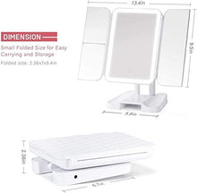 Specchio Home Illuminato 2X / 3X ingrandimento vanità Tri-Pieghevole Trucco con Interruttore sensore Touch