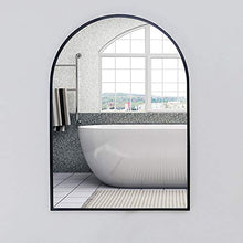 Bathroom mirror Specchio da Bagno ad Arco Rotondo/Specchio Decorativo da Parete / 60 X 90 cm - Cornice in Metallo Nero/Adatto per Bagno, Soggiorno, Hotel