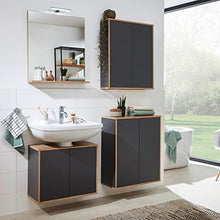Fackelmann - Set di mobili da Bagno con Specchio LED da 60 cm e 5 Pezzi, Colore: Grigio Antracite