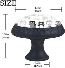 Cuore di gatti neri bianchi Pomelli per Porta Set di 4 Pomelli per Mobili Manopole per Cassetti Cucina Armadio Vetro