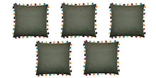 Vineyard Green Cushion Cover with Colorful Tassels (5 PCS 24 x 24â)