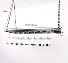 DJSMjbj - Scaffale da appendere in ferro da stiro, per bicchieri da vino, decorazione a soffitto (dimensioni: 80 x 31 cm)