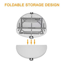 Tavolo pieghevole rotondo da esterno pieghevole da 128 cm, bianco, beige
