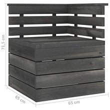 FAMIROSA Divano Angolare da Giardino Pallet Legno di Pino Grigio Scuro