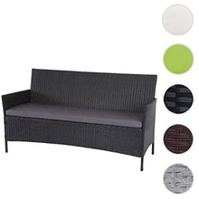 Mendler Serie Halden per l'esterno Divano Sofa 3 posti polyrattan Antracite con Cuscino Antracite