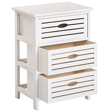 Beliani Comodino Rustico in Legno di Paulownia con 3 Cassetti Bianco Lucky