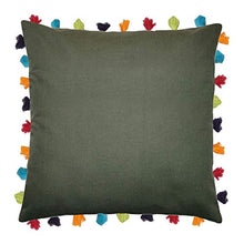 Vineyard Green Cushion Cover with Colorful Tassels (3 PCS 24 x 24ââ¬)