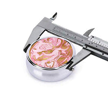 Contenitore rotondo per pillole in metallo con 3 scomparti per medicina e vitamine, in marmo, colore rosa pastello e bianco
