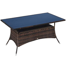 Outsunny Tavolino da Giardino con Ripiano Inferiore in PE Rattan 150x85x74cm Marrone