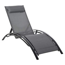 Outsunny Sdraio da Giardino Reclinabile su 5 Livelli con Cuscino Rimovibile, Alluminio e Textilene, 46x171x82cm Grigio