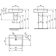 Ideal Standard Connect Cube - Lavabo Bianco; A 1 Foro, Con Troppopieno; 60