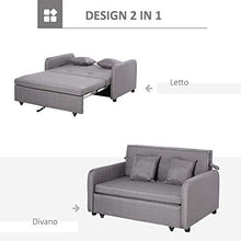 homcom Divano Letto 2 in 1 con Vano Contenitore e Design Moderno, Letto Singolo, Imbottito e Rivestito in Lino Grigio