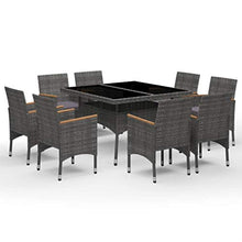 SKM Set Mobili da Pranzo da Giardino 9 pz Polyrattan Acacia Grigio (77.48kg)