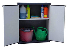 Adventa Armadio Basso in Resina con Ripiani 2 Ante, (Interno/Esterno), Grigio Nero, 68x39,5x85