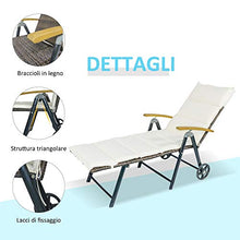 Outsunny Sdraio da Giardino Schienale Reclinabile 4 Livelli, Polyrattan e Alluminio, Chaise Longue da Esterno e Interno