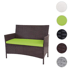 Mendler Serie Halden per l'esterno Divano Sofa 2 posti polyrattan Marrone con Cuscino Verde