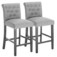 WOLTU® BH103hgr-2 Coppia Sgabelli da Bar Sedia Alta Cucina Seduta imbottita Fodera Lino Gambe Legno 2 Pezzi Grigio Chiaro