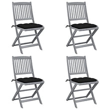 vidaXL Sedie da Giardino Pieghevoli 4pz con Cuscini in Massello Acacia