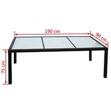 Festnight Tavolo da Pranzo per Giardino in Polirattan 150x90x75/190x90x75 Nero