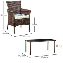 Set Tavolo con 6 Sedie da Giardino in Rattan Marrone