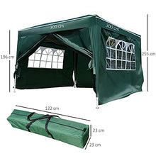 Outsunny Gazebo da Giardino Impermeabile con Pannelli Laterali Pieghevole 3x3m