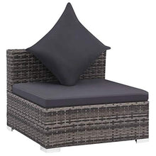 SKM Set Divani da Giardino 7 pz con Cuscini in Polyrattan Grigio (62.2kg)