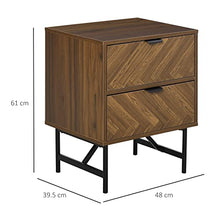 HOMCOM Comodino con 2 Cassetti in Legno per Camera da Letto Design in Stile Industriale 48x39.5x61cm