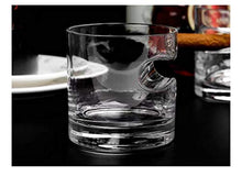 Sweetrl - Bicchiere rotondo per sigari e whisky, con porta sigari, in vetro, per casa, bar, bicchieri