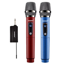ASFD Microfono da Canto Wireless Durevole Comodo Microfono Ricaricabile Rosso + Blu