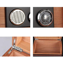 FxsD Cigar Box, Rivestito Cedro Portatile Nero Cigar Box termostatica umidificatore Set, con igrometro, umidificatore, Cigar Cutter, posacenere, può Contenere 30 Sigari ## (Color : Black)