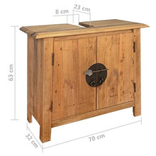 GOTOTOP Set Mobili per il Bagno in Legno Massello di Pino Riciclato,Mobile sottolavabo con un ampio vano e specchio,Stile vintage,Facile da assemblare