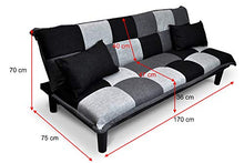 SAMIRA Divano Letto clic clac in Tessuto Grigio Scuro - Nero - Grigio Chiaro - Divanetto MOD. Russell