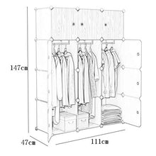 Armadio semplicità 3-Gitter Locker 3-Hanging Archivi Rimovibili di Plastica Scaffali 12 Porte Abbigliamento Home Camera 111X47X147CM MXJ61