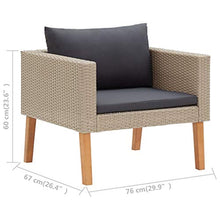 FAMIROSA Set Divani da Giardino 3 pz con Cuscini in Polyrattan Beige-0217
