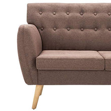 Festnight- Divano a 3 Posti, Divani da Soggiorno in Stoffa Imbottito 172x70x82cm Marrone