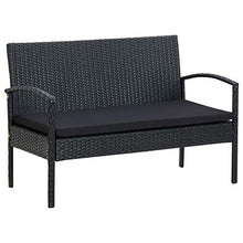 FAMIROSA Set Divani da Giardino 4 pz con Cuscini in Polyrattan Nero