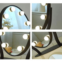 Specchio per Trucco con 9 lampadine Specchio per Trucco a LED in metallo nero Tre tipi di Specchio luminoso Luminoso Specchio Cosmetico Rondes Avec Miroir Adatto per specchiera da bagno Può essere ruo