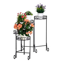 Relaxdays Supporto Metallico per Piante, 5 Livelli, Rotondo, Interno ed Esterno, Richiudibile, HxLxP 65x125x23cm, Nero
