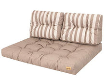 Cuscini per pallet, cuscini per pallet, cuscini da giardino (cuscino da 120 x 80 cm + schienale 2 x 60 x 40), beige con strisce