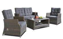 MO Living Set di mobili da giardino, 4 pezzi, di alta qualità, Con struttura in alluminio e Rattan, colore: grigio
