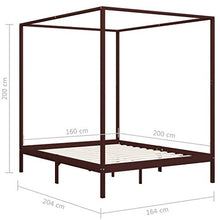 SKM Giroletto a Baldacchino Marrone Scuro Massello Pino 160x200 cm