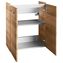 FACKELMANN - Set di mobili da bagno Milano, 3 pezzi, per piccoli bagni, in ceramica, 55 cm e specchio da bagno a LED