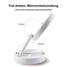 Specchio cosmetico pieghevole a forma di craveoke con illuminazione a LED, compatto da viaggio, con ingrandimento doppio e 10x, colore: bianco