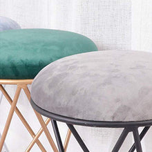 yunyu Sedia da Ufficio,Sgabello Rotondo Creativo con Cuscino in Velluto e Gambe in Metallo, Sedia Antiscivolo Facile da installare, Verde, 35 cm * 45 cm