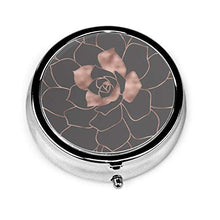 Rosegold - Contenitore rotondo per pillole con 3 scomparti, in metallo, per medicine, vitamine, per viaggi all'aperto